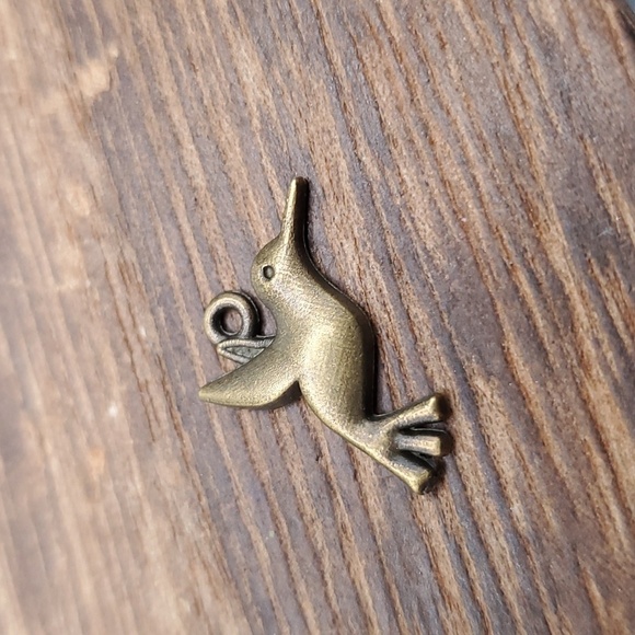 Flying Hummingbird brass charm